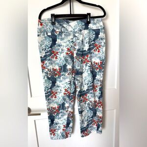 Lisette L Montréal Slim Ankle Pants – Tropical Floral Print, Size 14